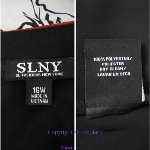 NEW SLNY floral print tie neck color block sleeveless dress, women's size 16W - Picture 12 of 16